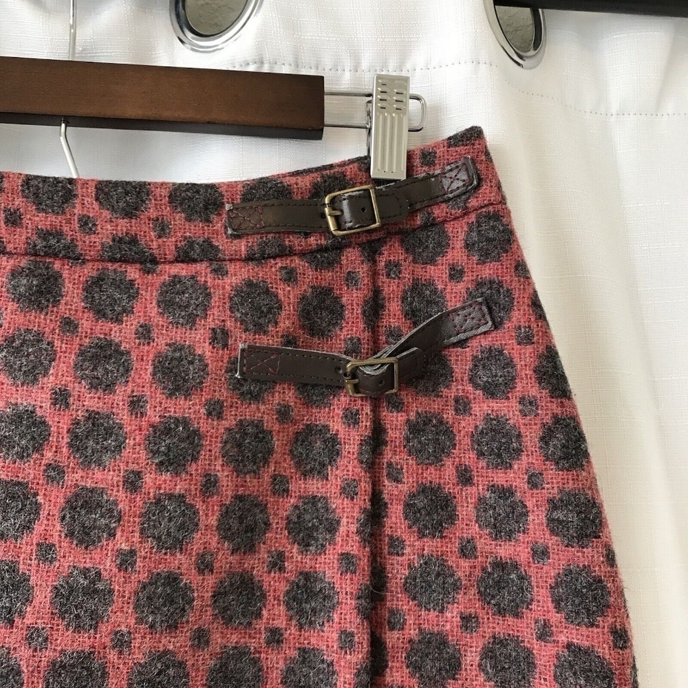 Boden Tweed Kilt British Tweed by Moon Skirt US Size 8 Red Polkadot - Picture 3 of 16